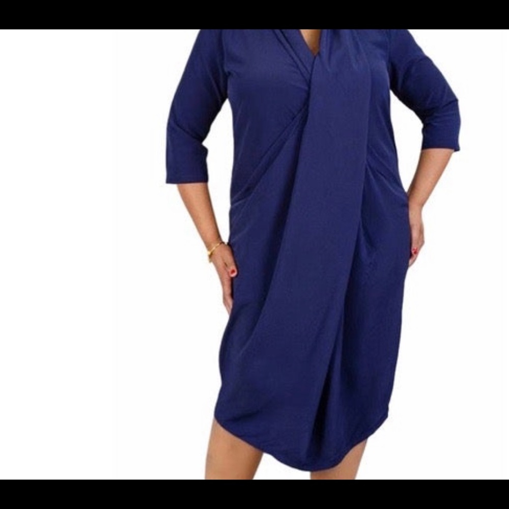Blue Dubgee Layered-Front Pocket Shift Dress